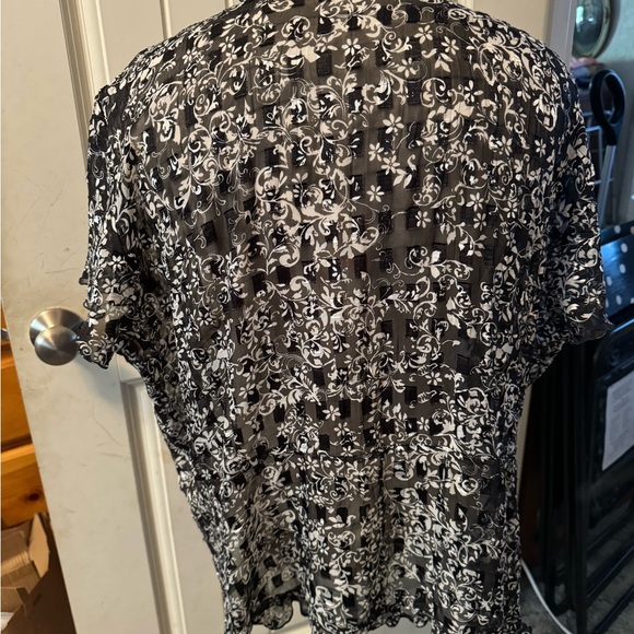 Notations Sheer Front Tie Blouse 3x - Picture 2 of 4